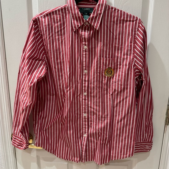 Ralph Lauren Tops - Lauren by Ralph Lauren Striped Button Down Shirt in Red and White